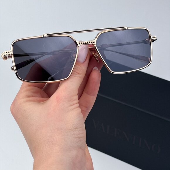 Valentino V-SEI VLS 111A 58 Men Sunglasses Titanium Gold Grey Mirror Pilot - Picture 1 of 13